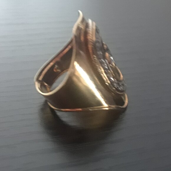 Vintage Gold Ring With Silver Accents - Picture 4 of 12
